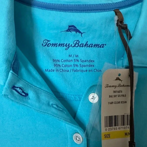 NWT Women’s Medium Tommy Bahama Blue Polo Shirt - Picture 2 of 5